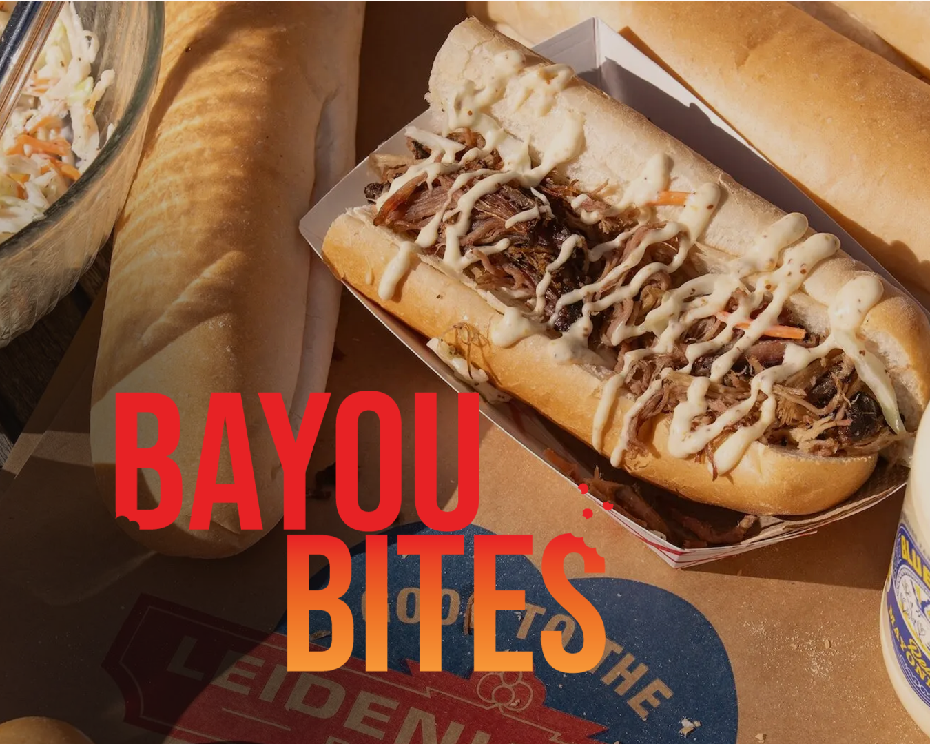 Bayou Bite Poboy showcasing the crumb logo